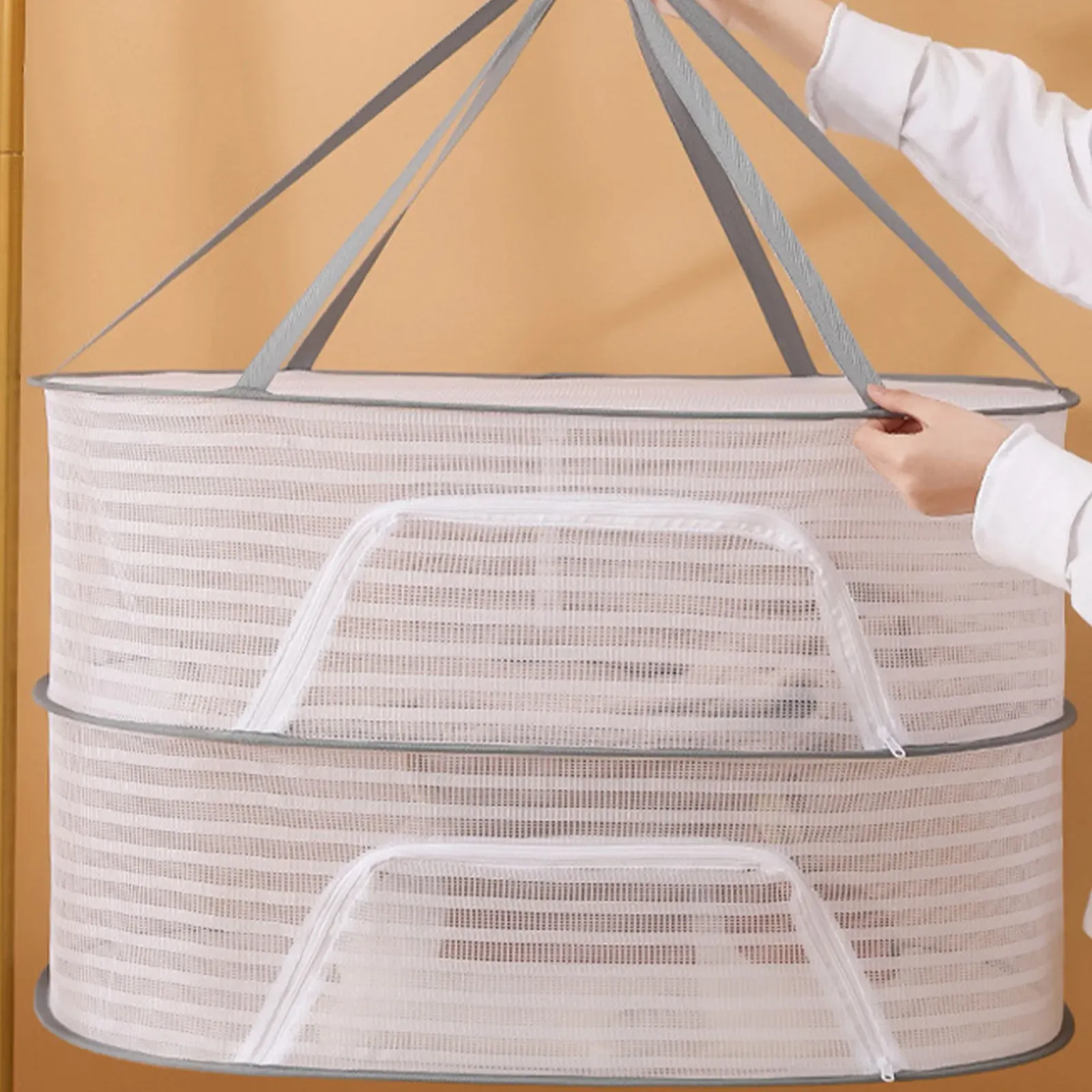 Séchoir pliable à étages, utilisation en situation