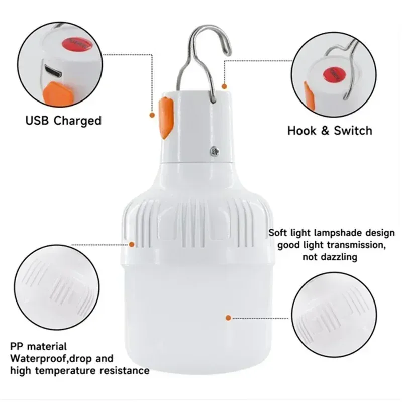 Lampes d'urgence LED rechargeables et portables pour intérieur et extérieur, lot de 1 à 4, avec batterie intégrée 3