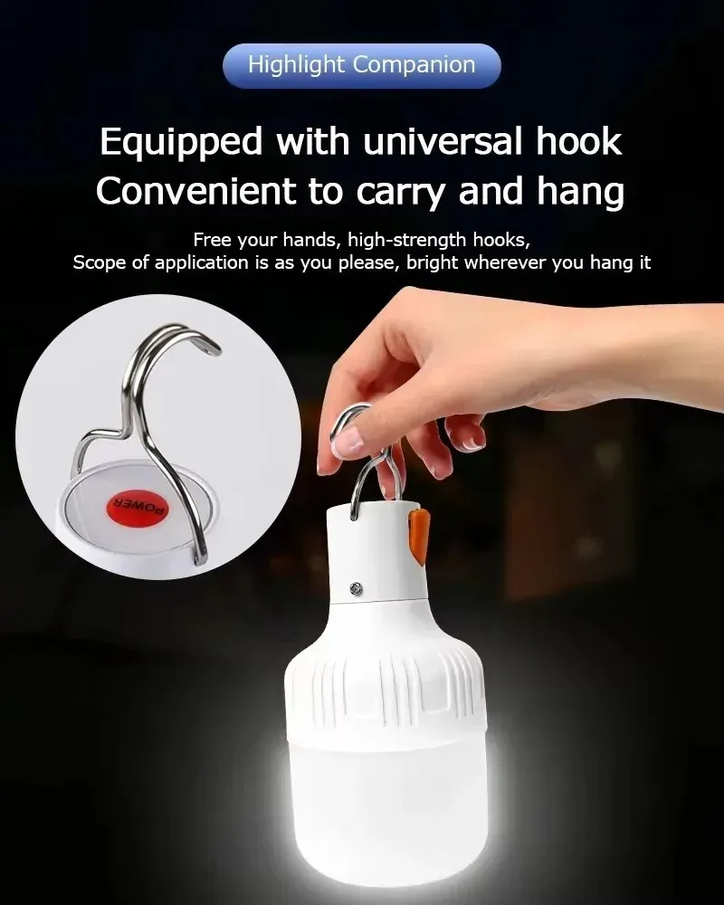 Lampe LED rechargeable portable pour l'extérieur