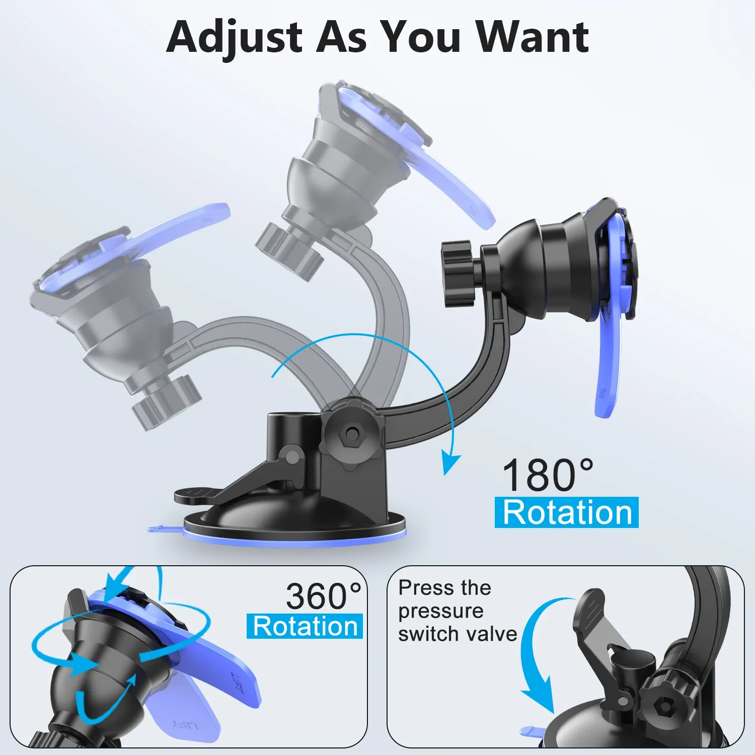 Support de téléphone pour voiture, support de téléphone portable pour tableau de bord et pare-brise, support de téléphone universel rotatif à 360° 3
