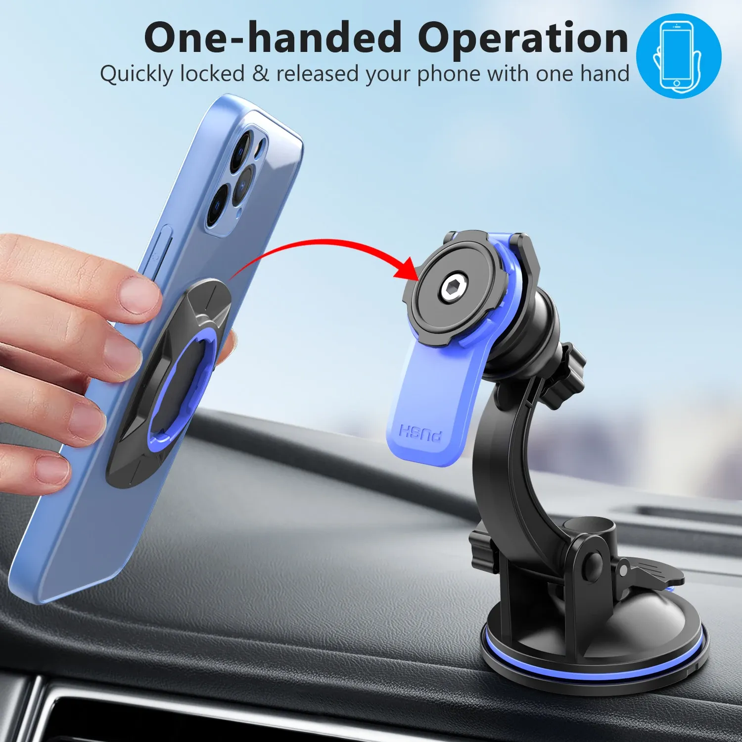 Support de téléphone pour voiture, support de téléphone portable pour tableau de bord et pare-brise, support de téléphone universel rotatif à 360° 5