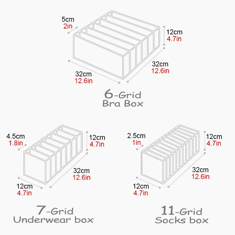 Organisateur de tiroirs pour sous-vêtements et chaussettes, boîte de rangement pour armoire 5