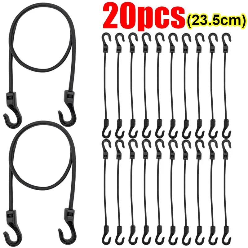 20/1 pièces 32 cm cordon élastique extensible avec crochet, corde en caoutchouc élastique polyvalente pour bagages, cyclisme et camping 14