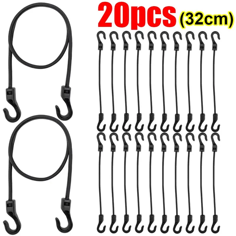 20/1 pièces 32 cm cordon élastique extensible avec crochet, corde en caoutchouc élastique polyvalente pour bagages, cyclisme et camping 18
