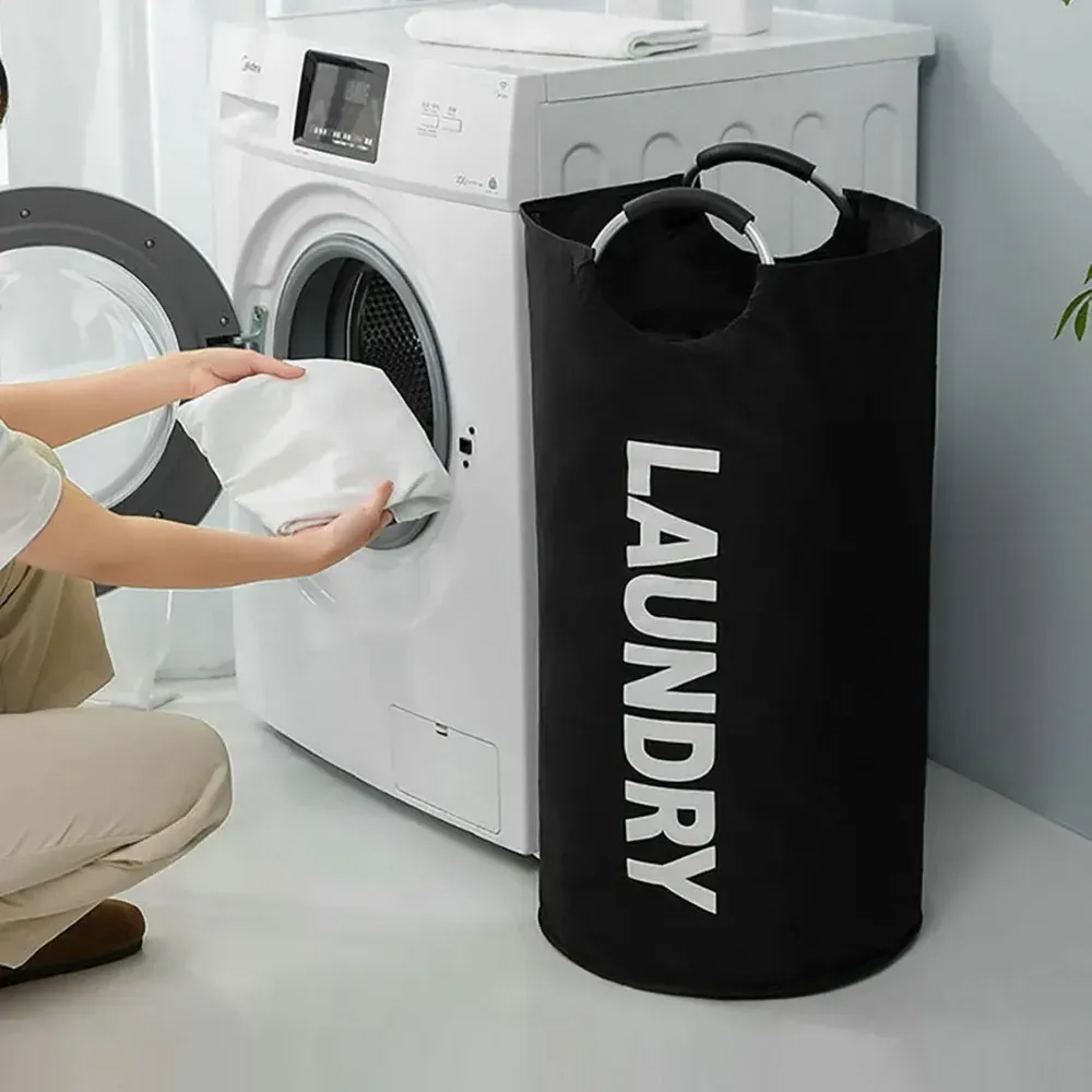 Panier à linge extra-large imperméable avec poignée rembourrée, pliable, polyvalent pour salle de bain, buanderie et balcon 2