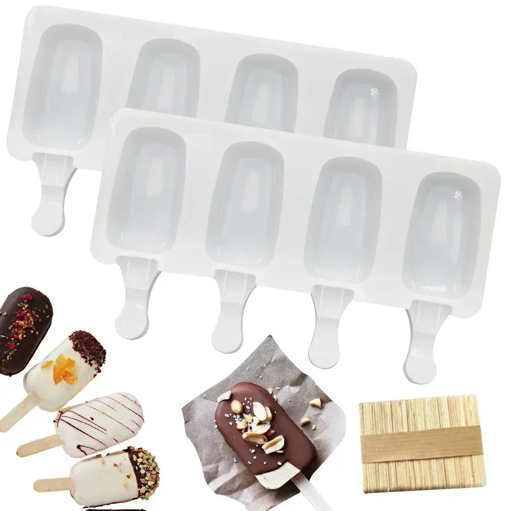 Moule à glaces en silicone avec bâtonnets, bac à glaçons pour desserts au chocolat et confection maison - Image 1