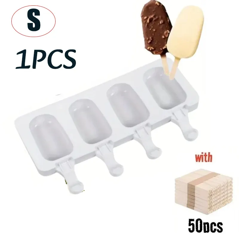 Moule à glaces en silicone avec bâtonnets, bac à glaçons pour desserts au chocolat et confection maison 11