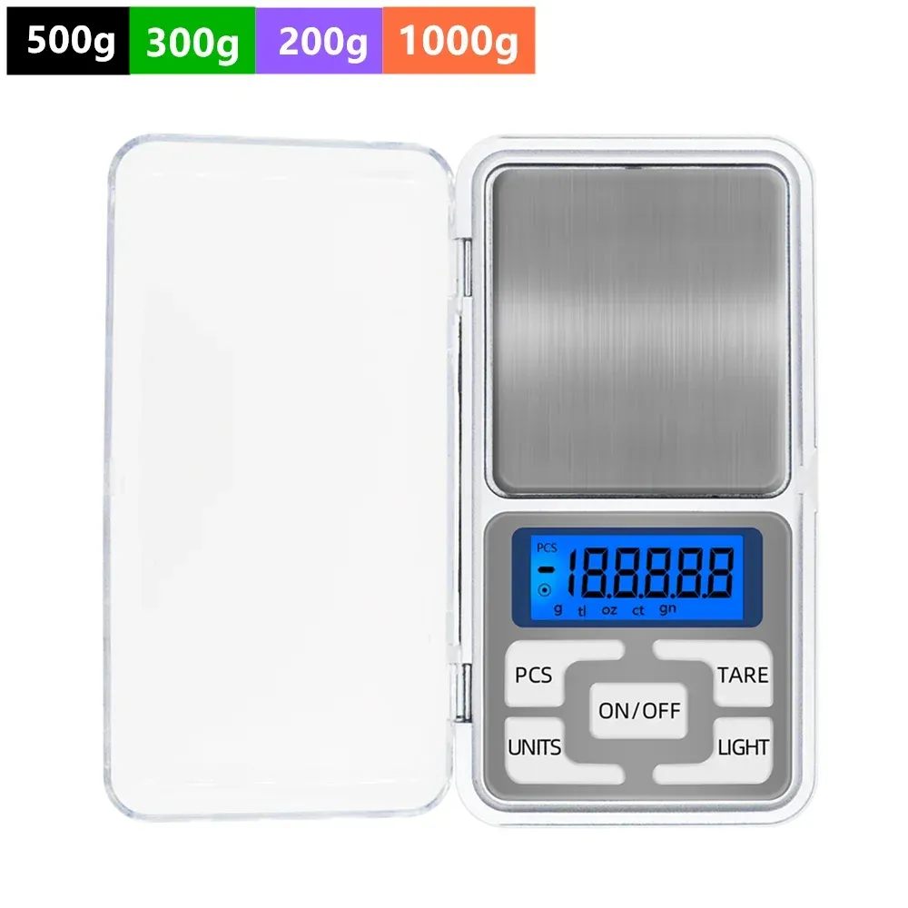 Balance de poche numérique pour bijoux et cuisine, précision 0,01 g à 0,1 g, capacités 100 g à 1000 g - Image 1