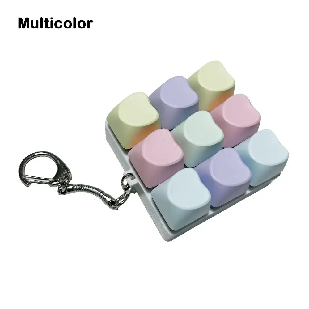 Jouet anti-stress en forme de cœur à 9 boutons, porte-clés jeu à boutons-poussoirs sans lumière 7