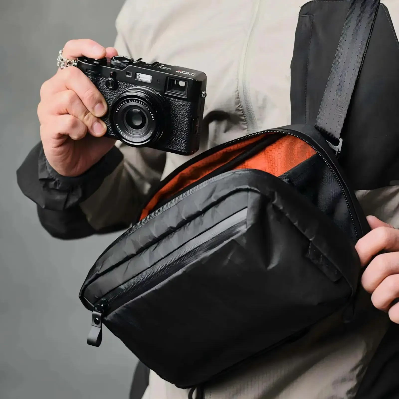 Sac bandoulière de voyage, détails de conception