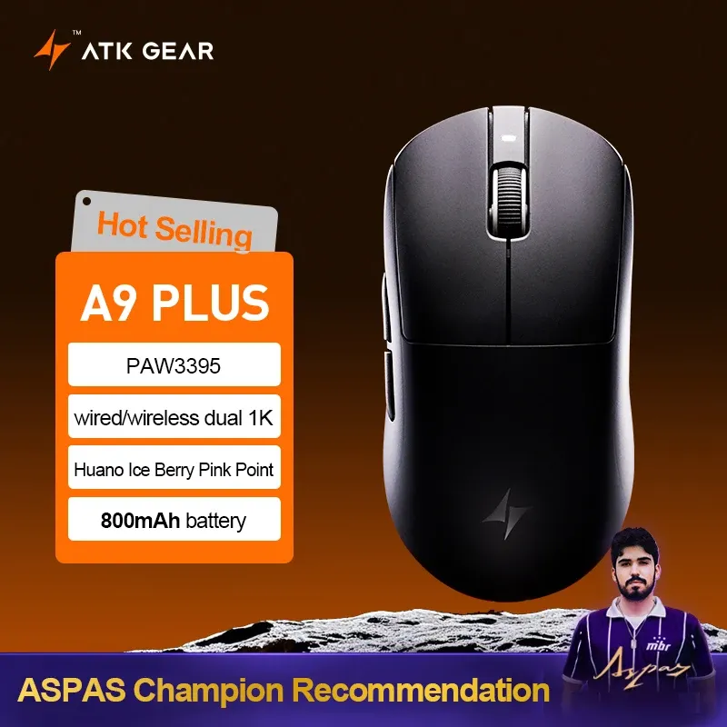 Souris de jeu sans fil ATK A9 Air Ultimate, Bluetooth, ultralégère, capteur PAW3950, 8K, pour l'esport FPS 8
