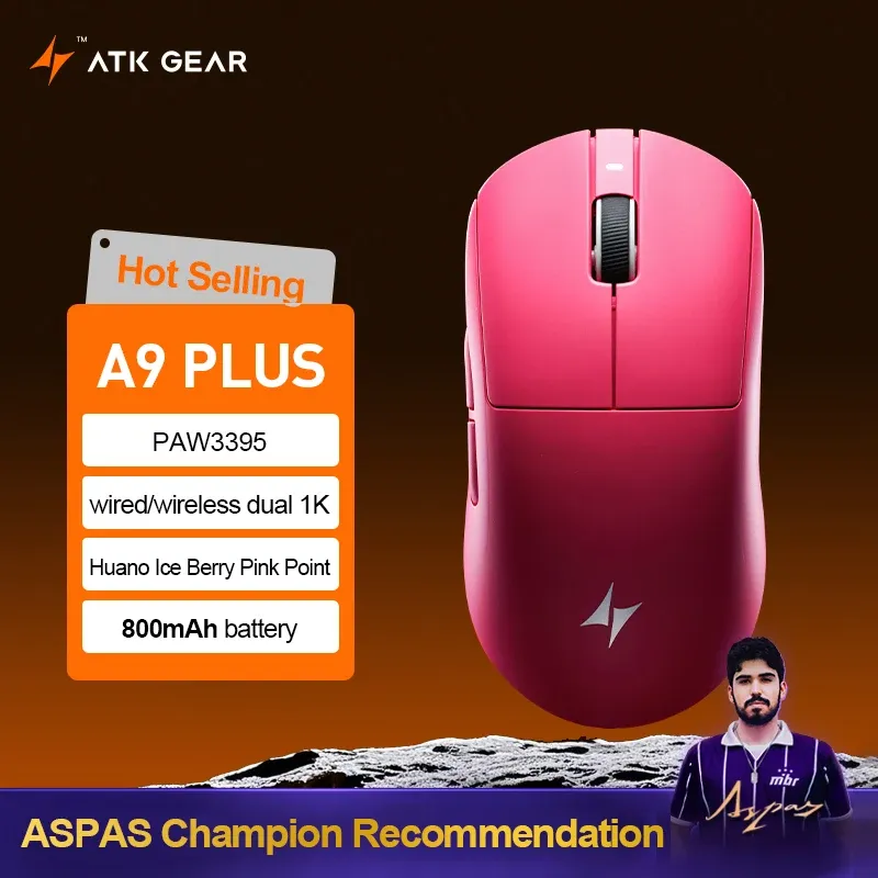Souris de jeu sans fil ATK A9 Air Ultimate, Bluetooth, ultralégère, capteur PAW3950, 8K, pour l'esport FPS 23