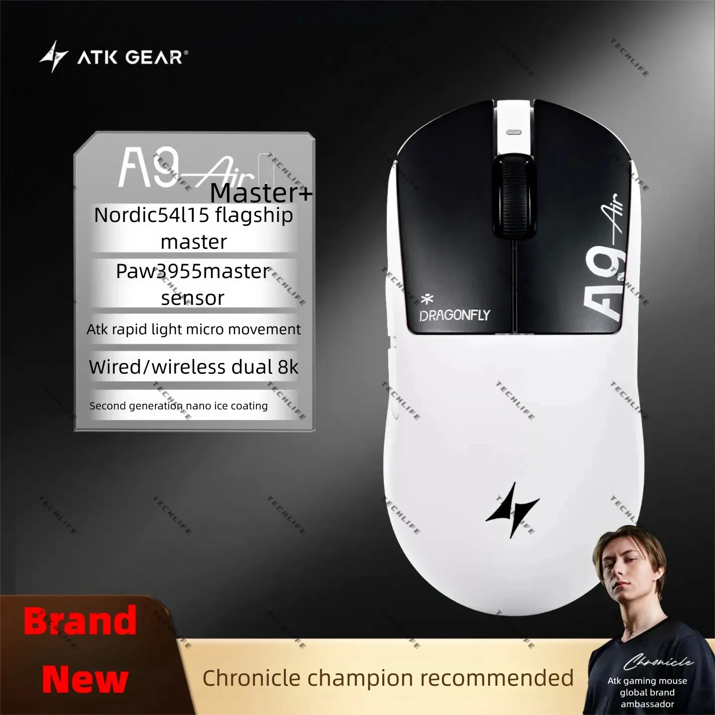 Souris de jeu sans fil ATK A9 Air Ultimate, Bluetooth, ultralégère, capteur PAW3950, 8K, pour l'esport FPS 29