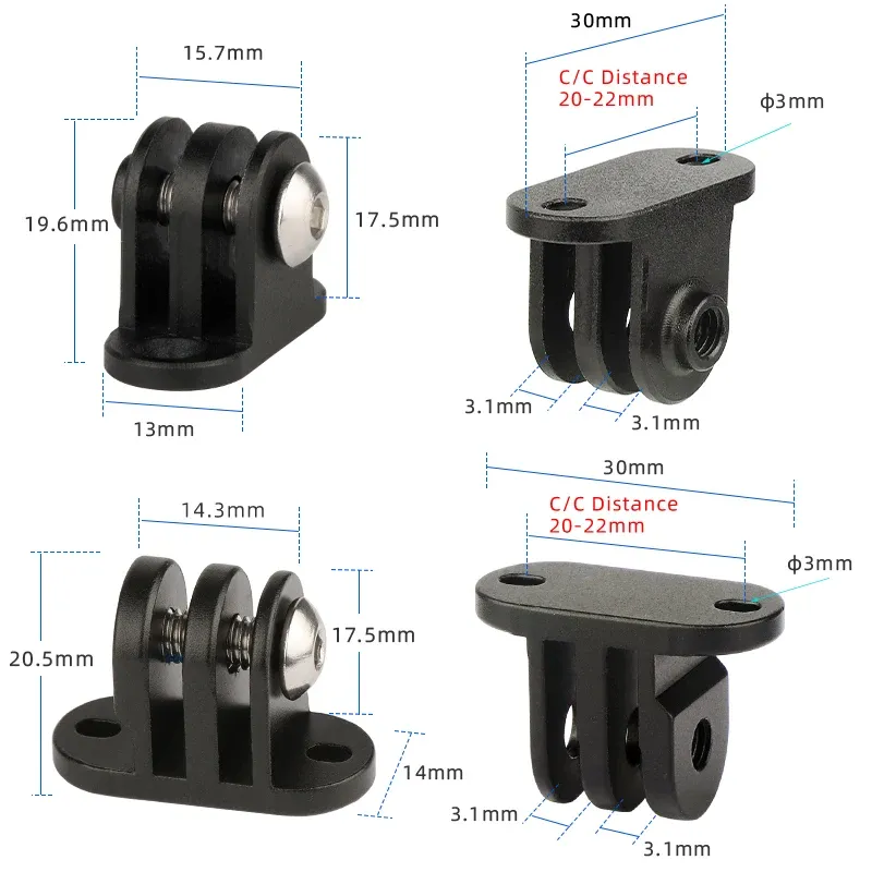 Adaptateurs de montage en aluminium pour compteur de vélo Garmin Edge et Bryton, compatibles caméra d'action GoPro Sport 2