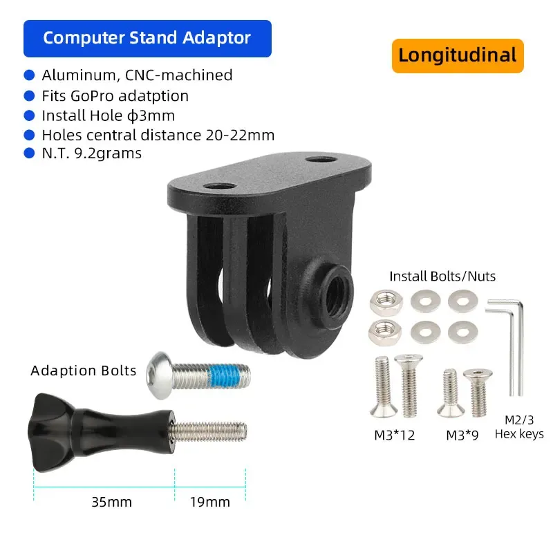Adaptateurs de montage en aluminium pour compteur de vélo Garmin Edge et Bryton, compatibles caméra d'action GoPro Sport 13