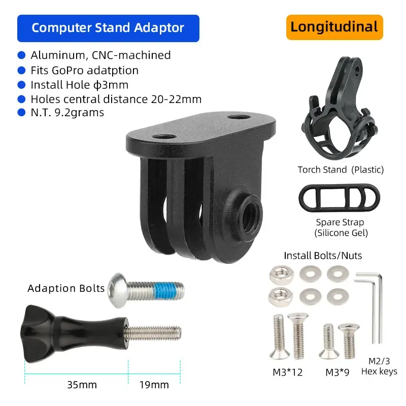 Adaptateurs de montage en aluminium pour compteur de vélo Garmin Edge et Bryton, compatibles caméra d'action GoPro Sport 15
