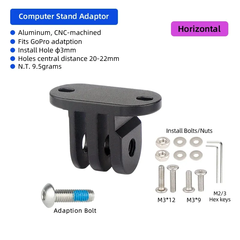 Adaptateurs de montage en aluminium pour compteur de vélo Garmin Edge et Bryton, compatibles caméra d'action GoPro Sport 10