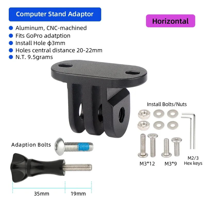 Adaptateurs de montage en aluminium pour compteur de vélo Garmin Edge et Bryton, compatibles caméra d'action GoPro Sport 11