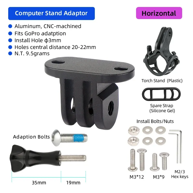 Adaptateurs de montage en aluminium pour compteur de vélo Garmin Edge et Bryton, compatibles caméra d'action GoPro Sport 12