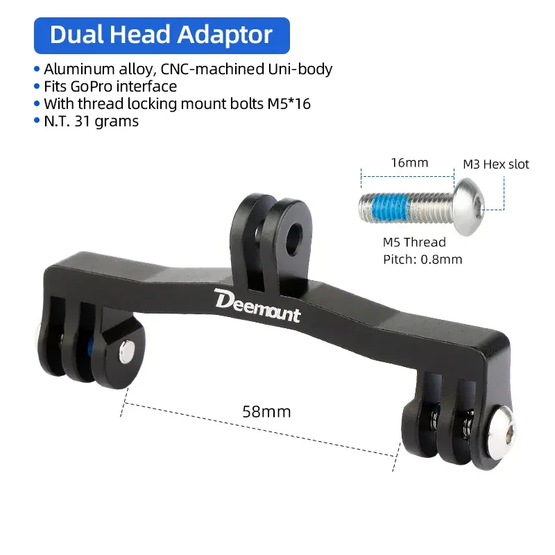 Adaptateurs de montage en aluminium pour compteur de vélo Garmin Edge et Bryton, compatibles caméra d'action GoPro Sport 14