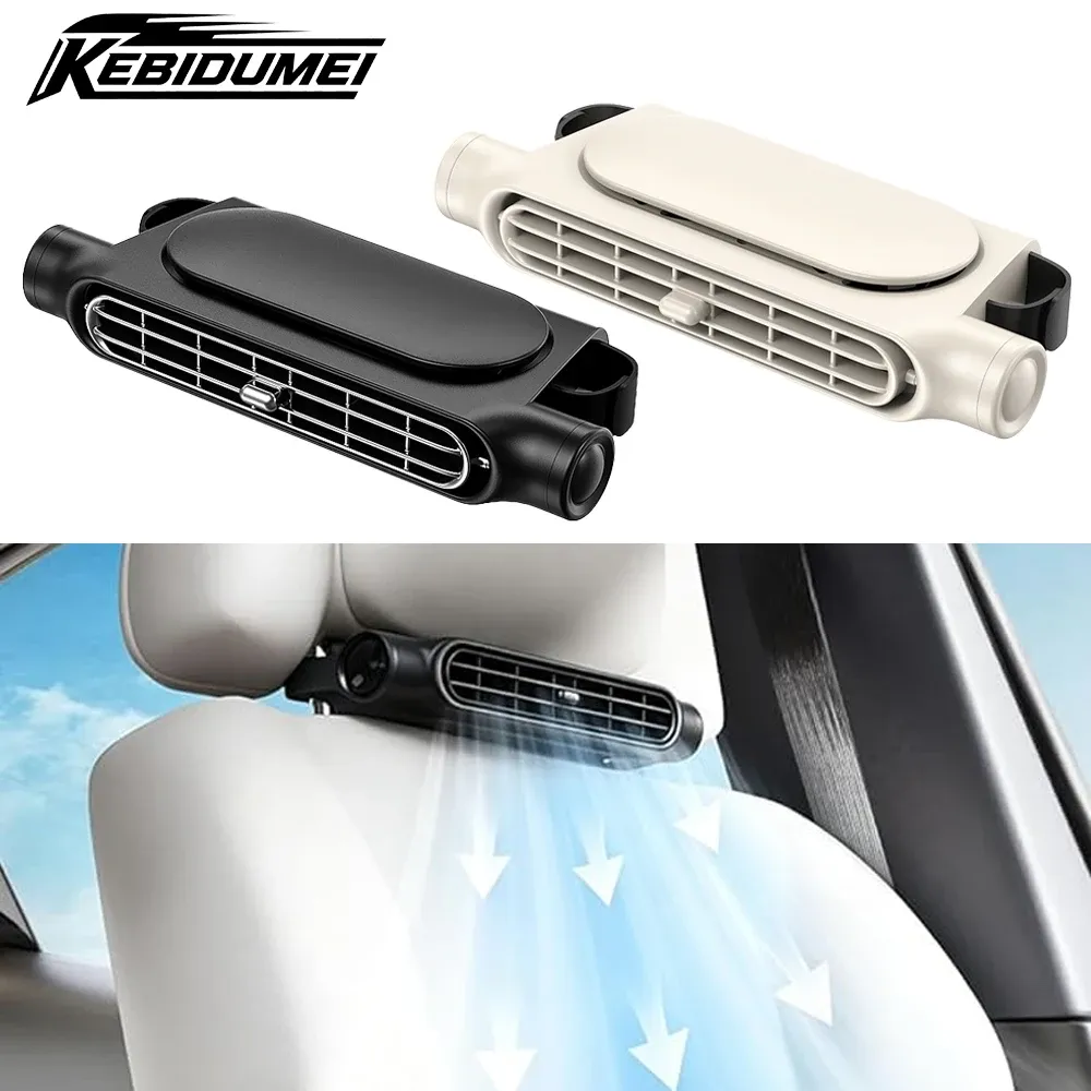 Ventilateur de refroidissement portable pour siège auto, 3 vitesses, batterie 3000 mAh, USB 5V/2A, fixation sur appui-tête