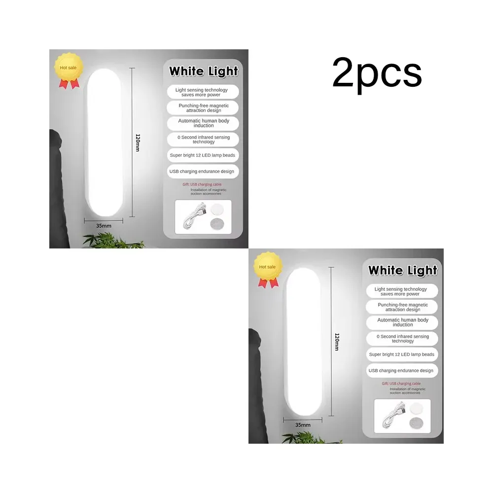 Veilleuse LED sans fil à détecteur de mouvement, rechargeable par USB, avec fixation magnétique pour armoire, chambre, placard, cuisine et couloir 7
