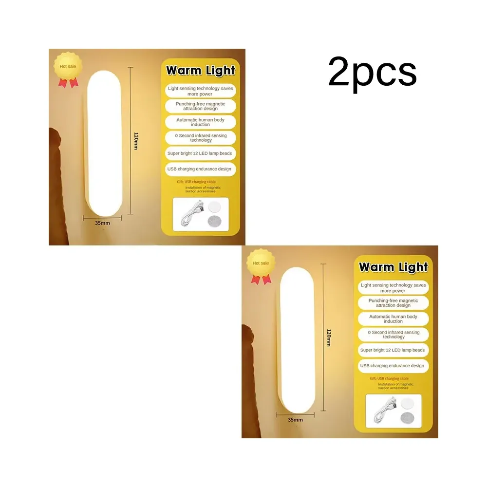 Veilleuse LED sans fil à détecteur de mouvement, rechargeable par USB, avec fixation magnétique pour armoire, chambre, placard, cuisine et couloir 8