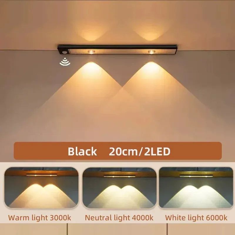Lampes LED ultra fines sans fil avec capteur de mouvement, éclairage à 3 couleurs et intensité variable pour cuisine, chambre et garde-robe 9