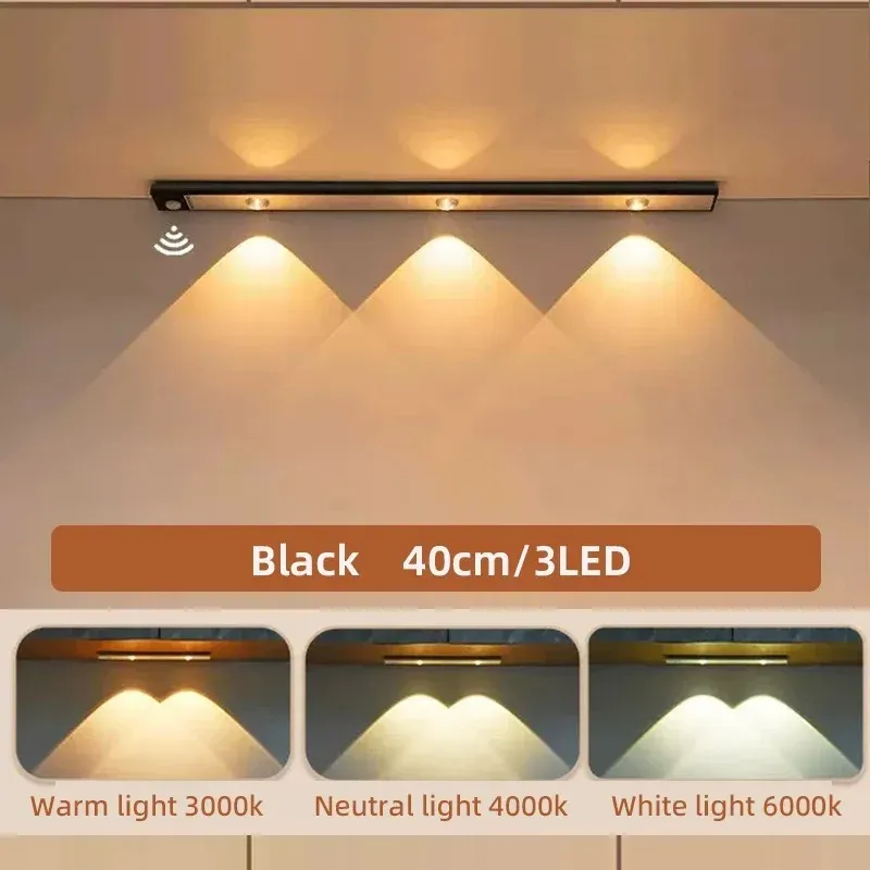 Lampes LED ultra fines sans fil avec capteur de mouvement, éclairage à 3 couleurs et intensité variable pour cuisine, chambre et garde-robe 7