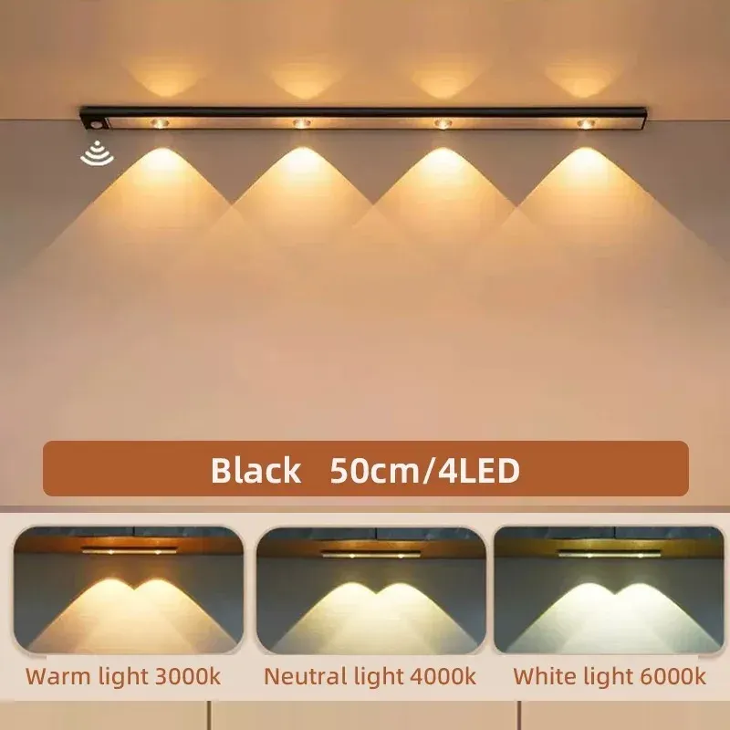 Lampes LED ultra fines sans fil avec capteur de mouvement, éclairage à 3 couleurs et intensité variable pour cuisine, chambre et garde-robe 13
