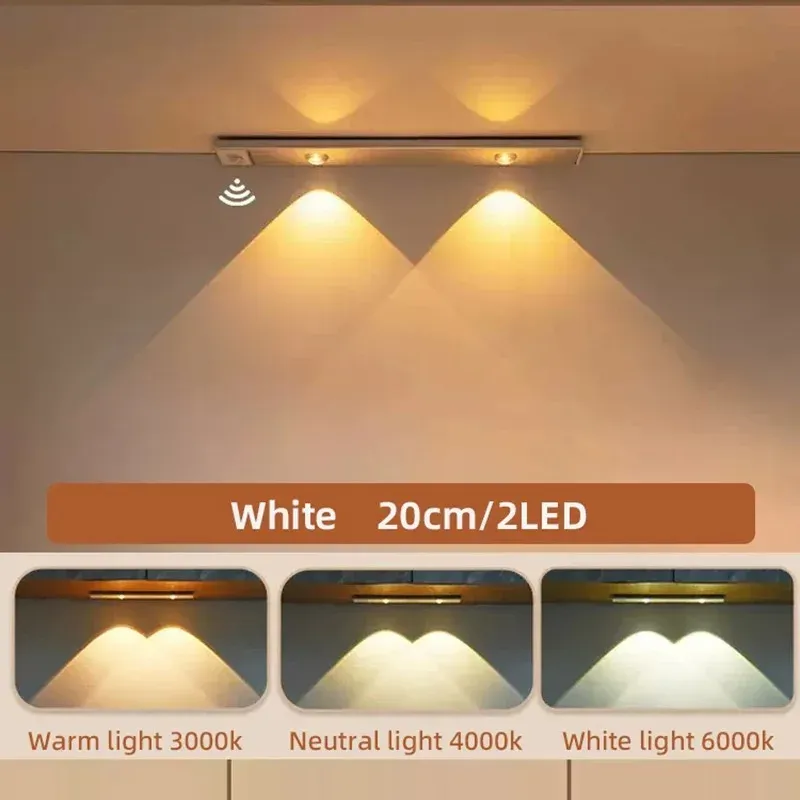 Lampes LED ultra fines sans fil avec capteur de mouvement, éclairage à 3 couleurs et intensité variable pour cuisine, chambre et garde-robe 12
