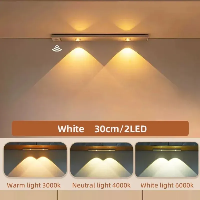 Lampes LED ultra fines sans fil avec capteur de mouvement, éclairage à 3 couleurs et intensité variable pour cuisine, chambre et garde-robe 11