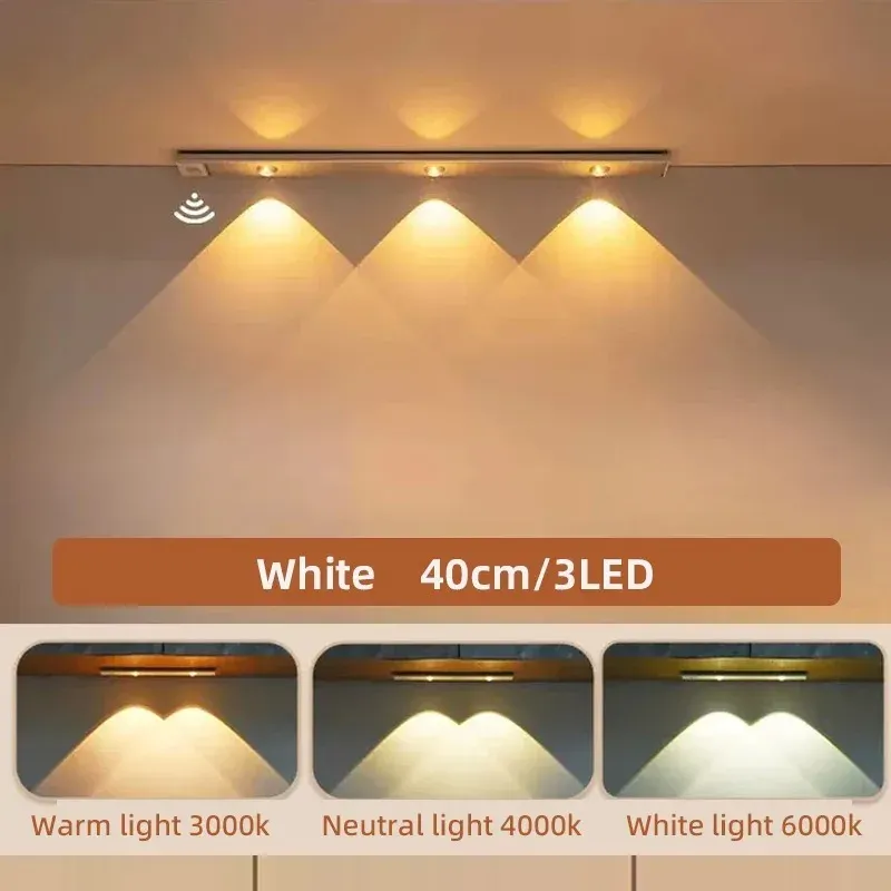 Lampes LED ultra fines sans fil avec capteur de mouvement, éclairage à 3 couleurs et intensité variable pour cuisine, chambre et garde-robe 10