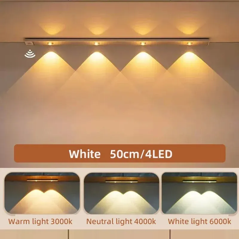 Lampes LED ultra fines sans fil avec capteur de mouvement, éclairage à 3 couleurs et intensité variable pour cuisine, chambre et garde-robe 14