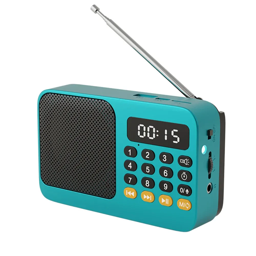 Radio FM portable avec lampe torche, rechargeable, lecteur de carte TF/clé USB, Bluetooth 5.0, lecteur MP3, haut-parleur sans fil 10