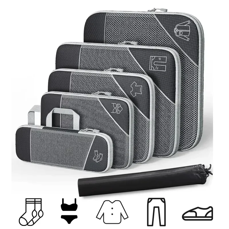 Lot de 6 sacs de rangement compressibles pour vêtements et bagages - Image 1
