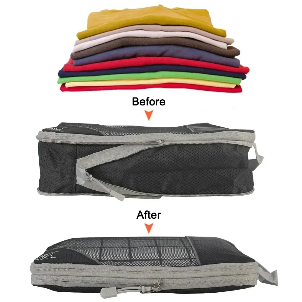 Organisateurs de bagages compressibles, vue d'ensemble