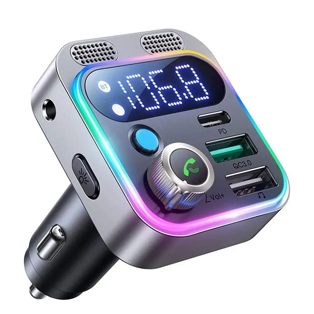 Transmetteur FM Bluetooth 5.3 avec 4 ports USB et chargeur de voiture USB-C PD 250 W à charge rapide, compatible Huawei, OPPO et OnePlus 14