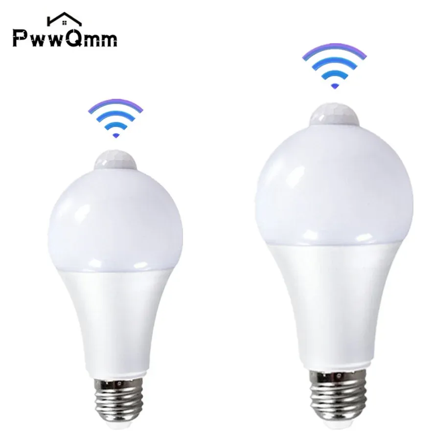 Ampoule LED E27 220 V à détecteur de mouvement PIR, 12 W / 15 W / 18 W