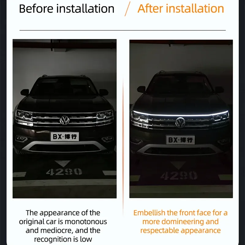 Feux de jour LED RXZ à balayage pour capot, avec séquence de démarrage, éclairage décoratif 12 V 2