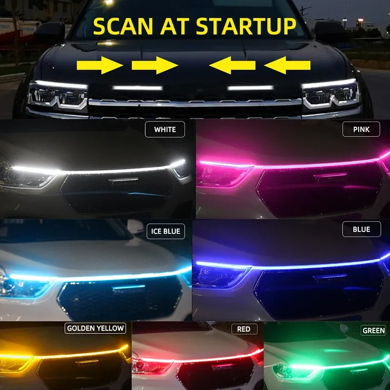 Feux de jour LED RXZ à balayage pour capot, avec séquence de démarrage, éclairage décoratif 12 V 3