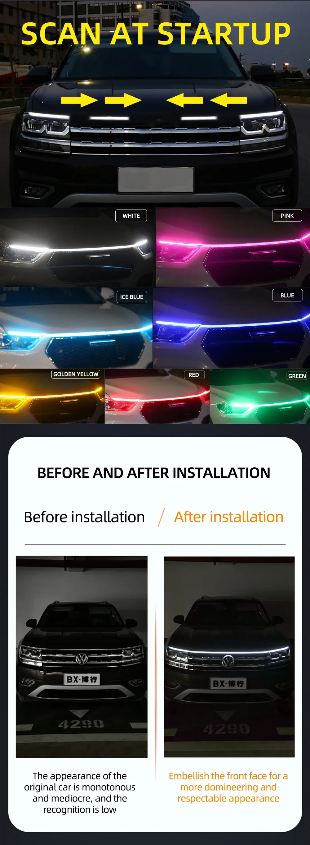 Effet lumineux de la bande LED en conduite