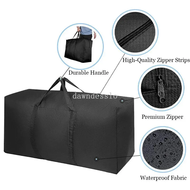 Sac de rangement mobile imperméable extra large, pliable, grande capacité pour linge et couette 5