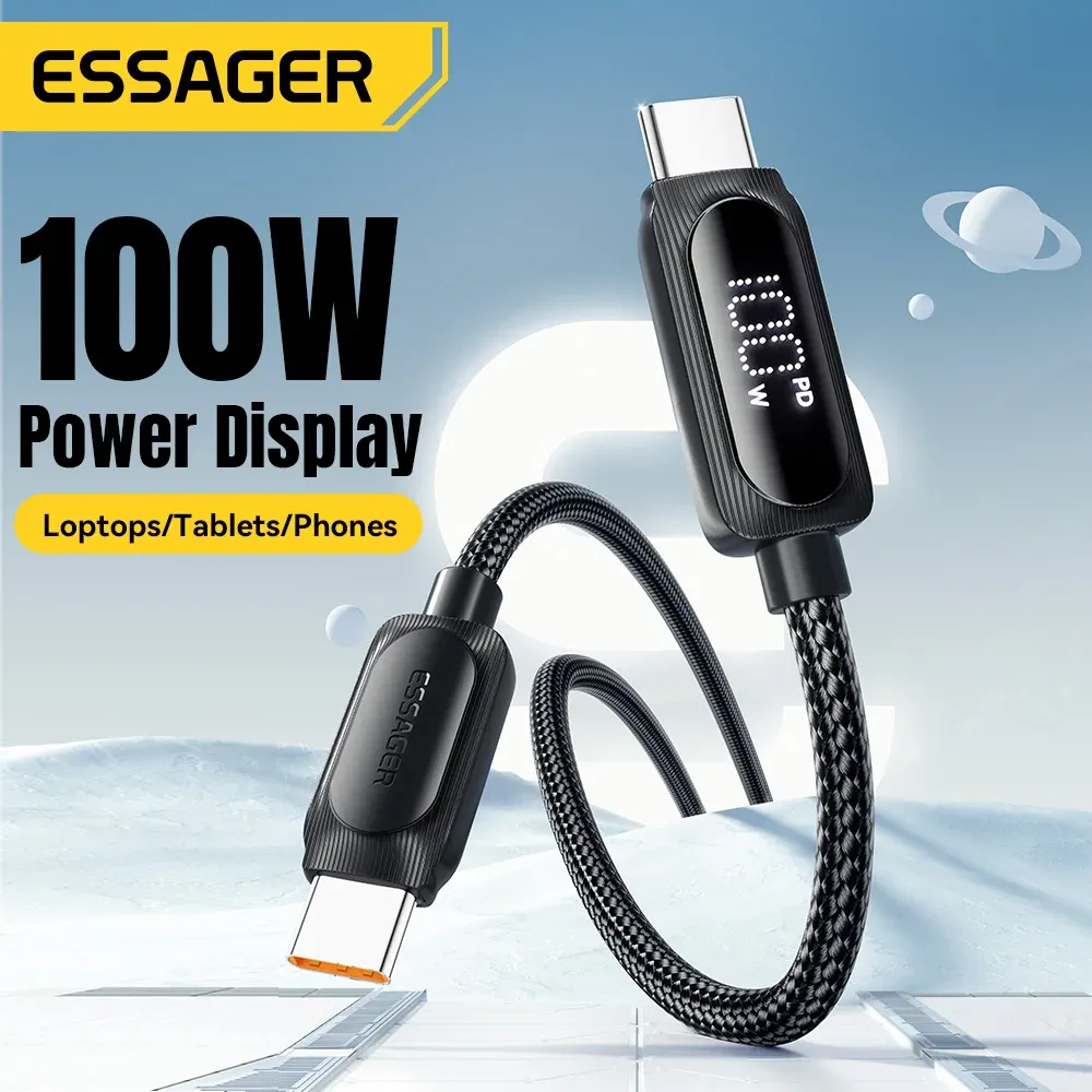 Câble USB Type-C vers USB-C 100 W 5 A PD, charge rapide, compatible MacBook, Xiaomi et Samsung, câble d'affichage numérique, 3 m 2