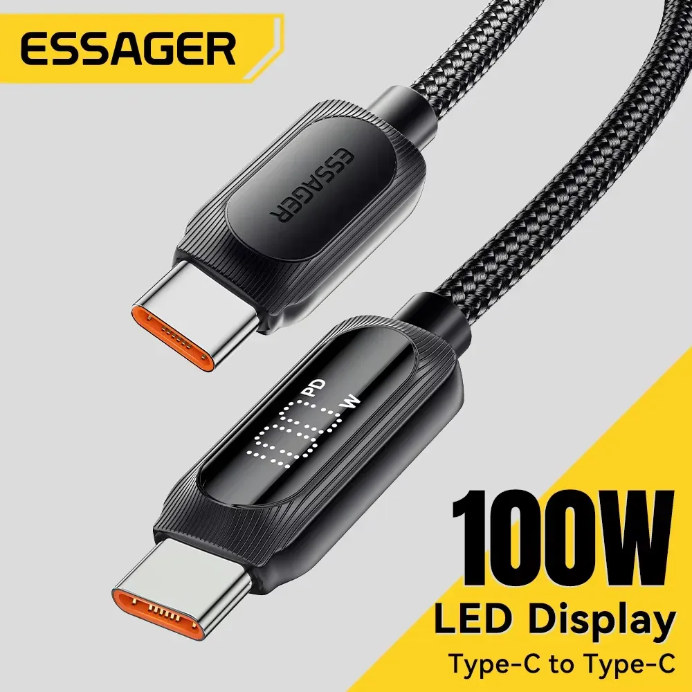 Câble USB Type-C vers USB-C 100 W 5 A PD, charge rapide, compatible MacBook, Xiaomi et Samsung, câble d'affichage numérique, 3 m