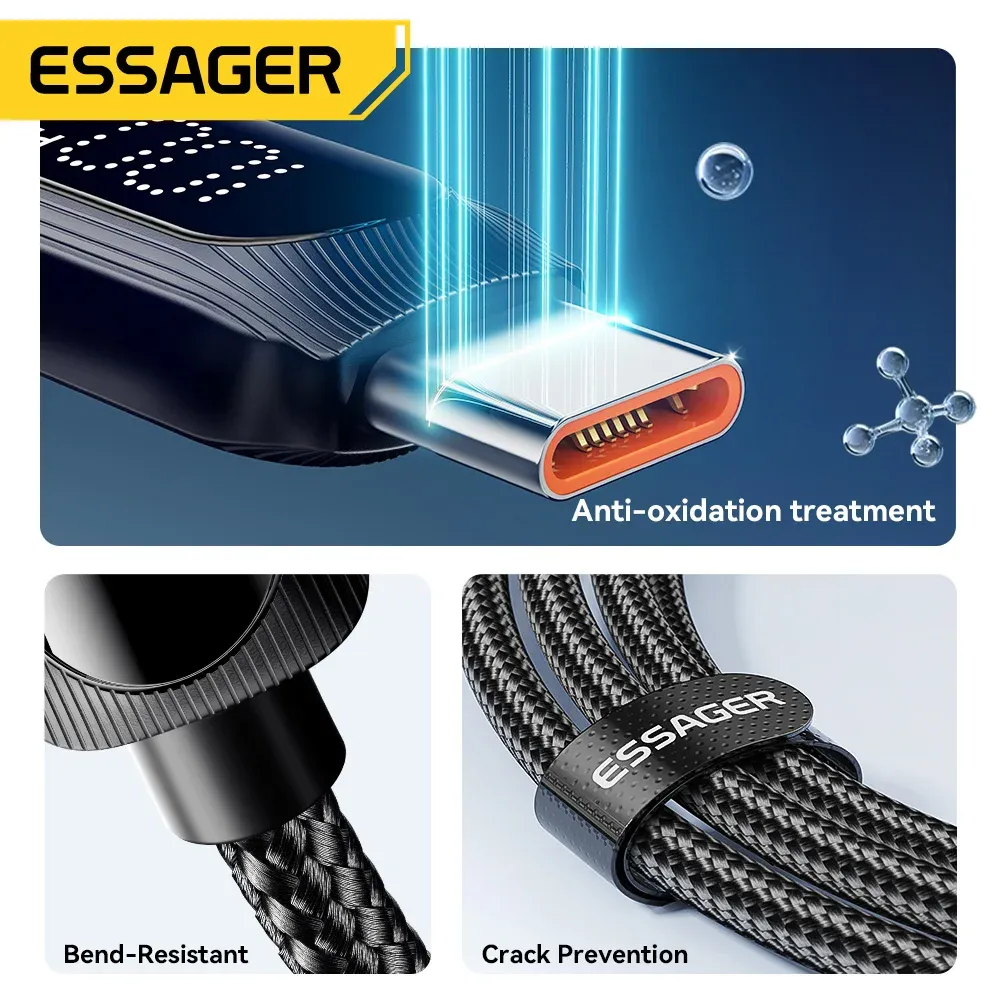 Câble USB Type-C vers USB-C 100 W 5 A PD, charge rapide, compatible MacBook, Xiaomi et Samsung, câble d'affichage numérique, 3 m 6