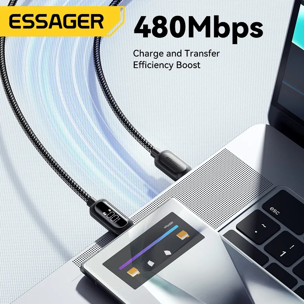 Câble USB Type-C vers USB-C 100 W 5 A PD, charge rapide, compatible MacBook, Xiaomi et Samsung, câble d'affichage numérique, 3 m 5