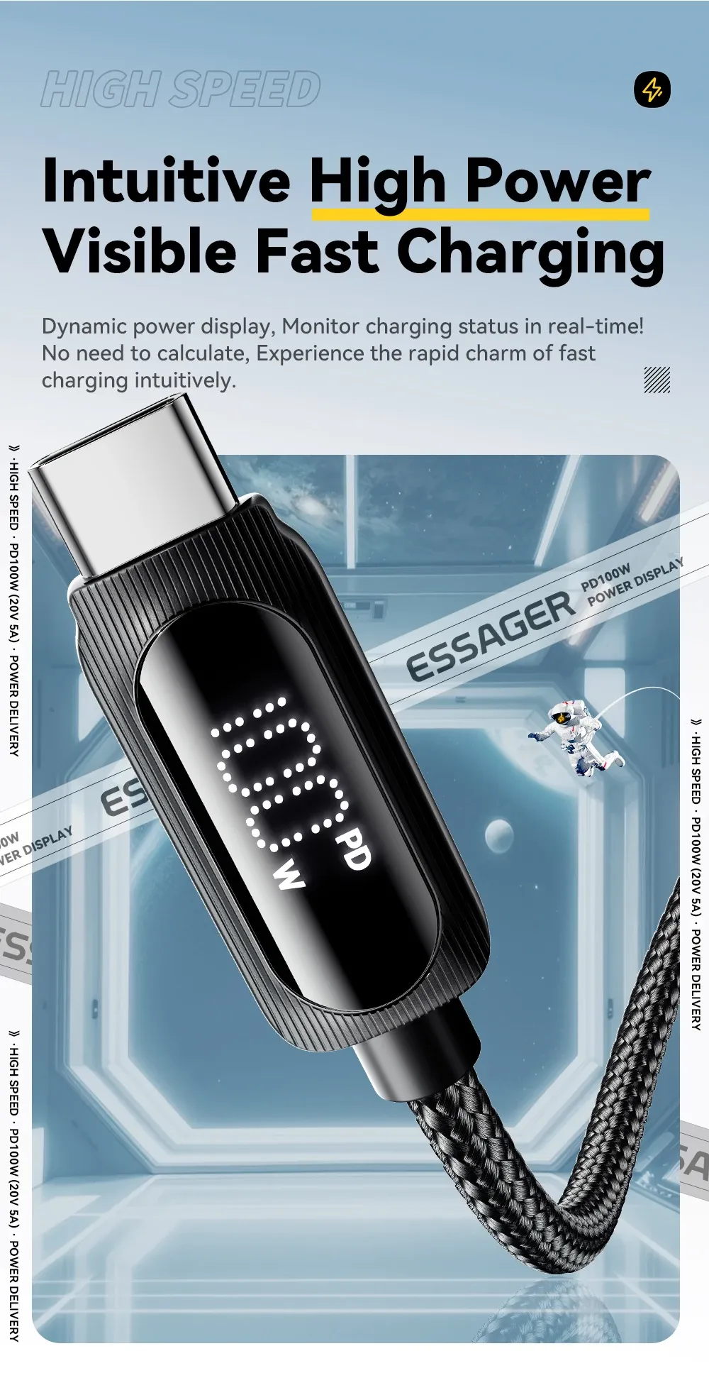 Câble USB-C Essager, finition et design