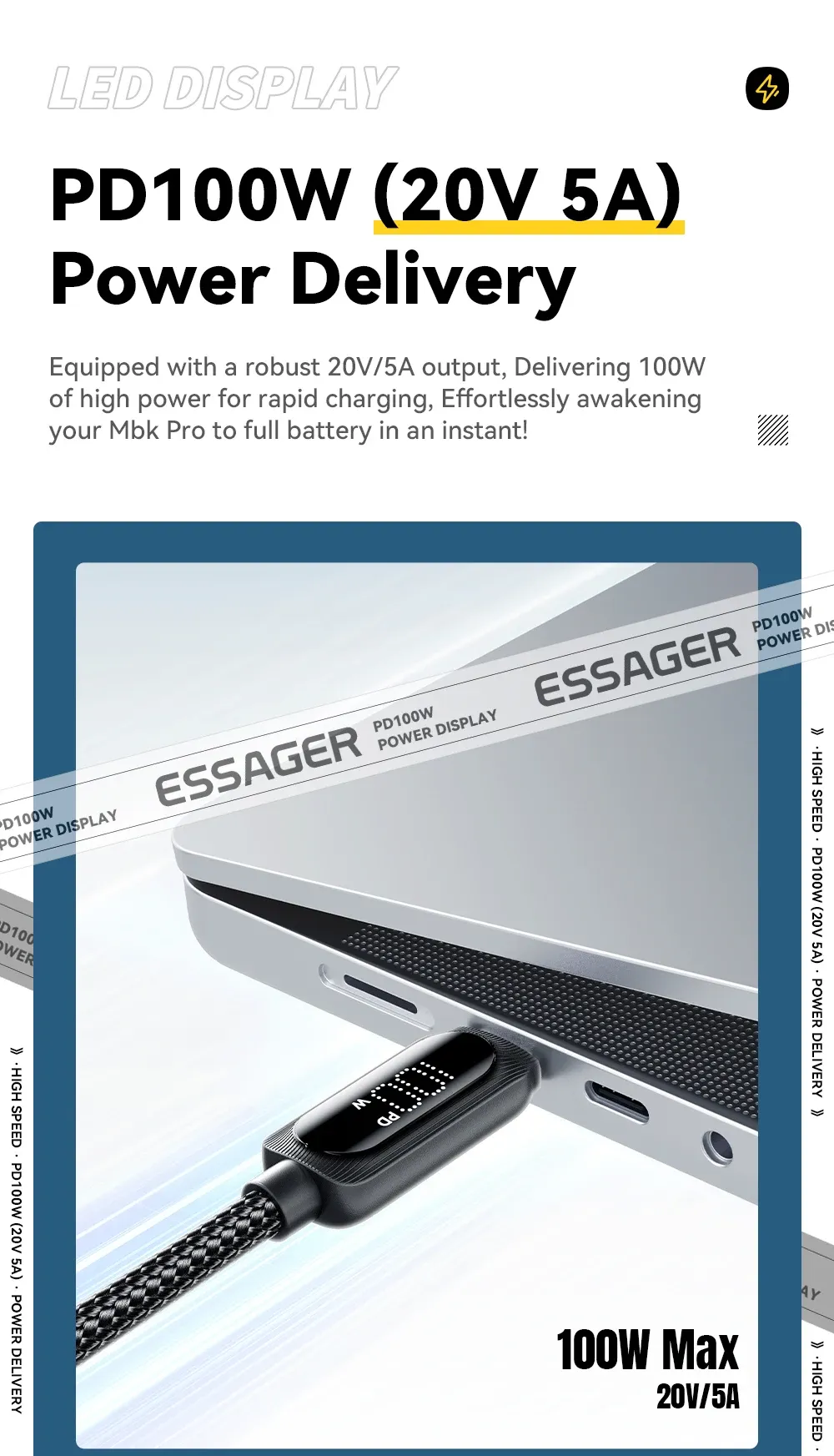 Câble USB-C Essager, usage quotidien