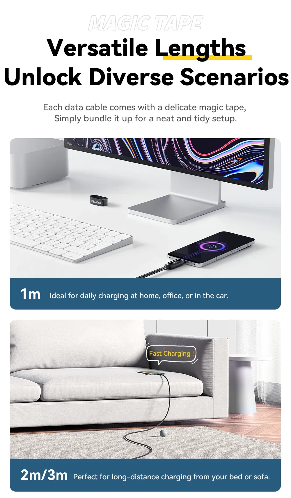 Câble USB-C Essager, robustesse